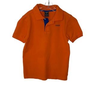 Izod Solid Orange Collared Short Sleeve Polo Shirt Size 10